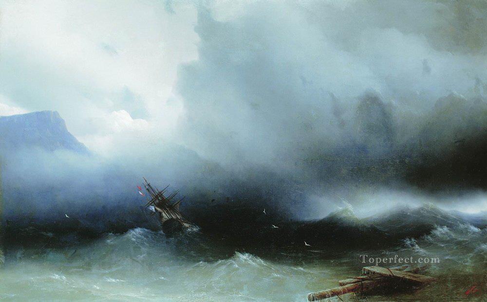 Huracán Ivan Aivazovsky en el mar Paisaje marino Pintura al óleo